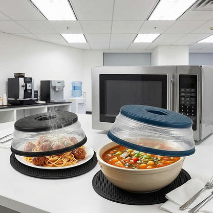 4 in 1,WENWELL 2 Microwave Splatter Cover & 2 Mat,Cooking Splash Guard with Handle,Kitchen dish bowl Plate Proof Food lid & Silicone Round mat,Home Apartment Essential - Image 7