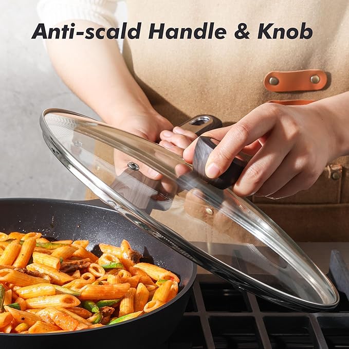 SENSARTE Nonstick Frying Pan Skillet with Lid 9.5Inch Non Stick Omelette Pans, Healthy Kitchen Cooking Chef's Pan with Cover, Free of Intentionally Added PFOA/PFOS, Induction Compatible, Black - Image 6