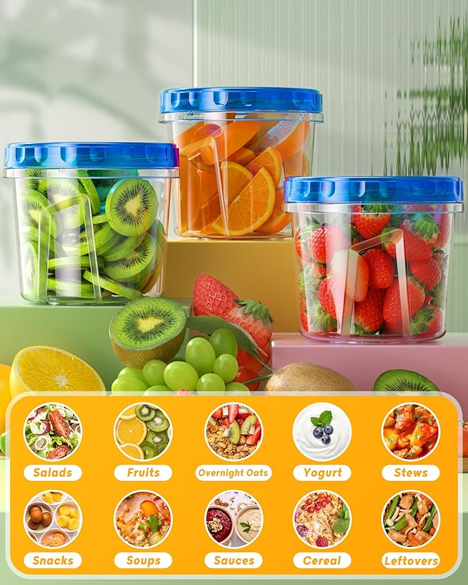 BiuLeon 6 Pack-24 oz Freezer Storage Containers, Plastic Food Storage Containers with Twist Top Lids, BPA Free and Reusable Soup Containers with Lids, Leakproof/Microwave/Dishwasher Safe - Image 7