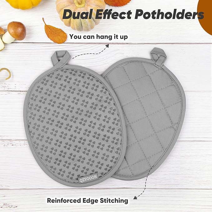 Oven Mitts and Pot Holders 4 Sets, Heat Resistant 500 ℉ Oven Mitt and Pot Holder,Oven Glove&Potholders with Non-Slip Silicone Surface,Kitchen Essentials for Cooking/Baking/BBQ-Grey - Image 4