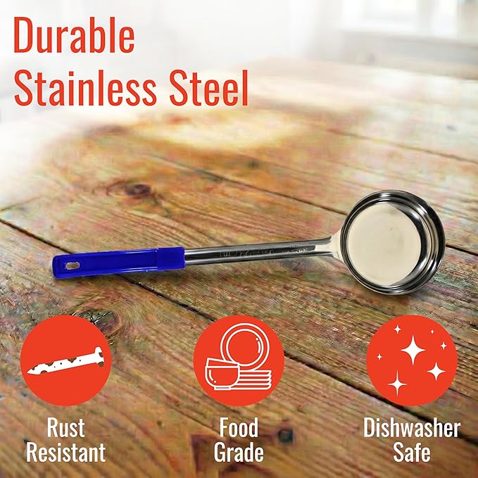 8 Ounce Solid Stainless Steel Portion Control Ladle Spoon for Measuring and Serving; Commercial Grade Serving Scoops [Pack of 12] - Image 4