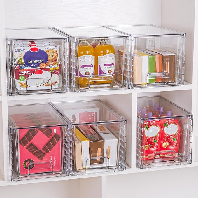 Vtopmart 2 Pack Large Stackable Storage Drawers,Clear Acrylic Drawer Organizers with Handles, Easily Assemble for Bathroom,Kitchen Undersink,Cabinet,Closet,Makeup,Pantry organization and Storage - Image 7