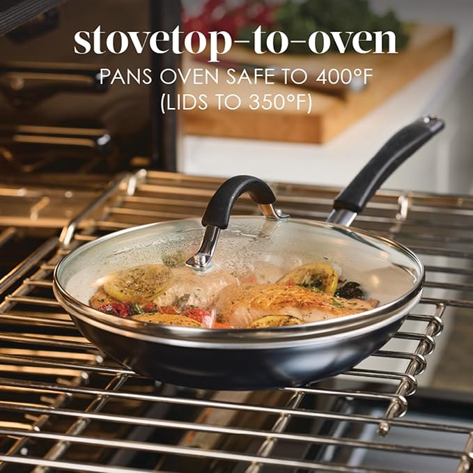Rachael Ray Cucina Ceramic Cookware Set - 13 Pieces - Ceramic Pots and Pans Set w/Nonstick Frying Pans, Saute Pan, Saucepans, Stockpot, Lids, Pan Protectors & Cooking Utensils - Peppercorn - Image 4