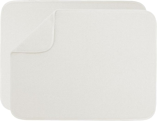 S&T INC. Dish Drying Mat XL 2 Pack, 18” x 24”, Absorbent Microfiber Kitchen Counter Mat, Dish Drying Pad for Dishes, Utensils, Pots and Pans, Extra Large, Cream by STINC
