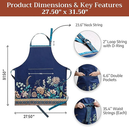 Maison d' Hermine 100% Cotton Apron for women with Pocket Kitchen Chef Apron for Men Cooking Mothers Day Gifts