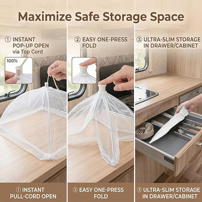 4-Pack Food Cover Mesh Food Tent for Kitchen and Outdoor Use,2 x 17-inch & 2 x 14-inch Pop-Up Screen Tents to Protect Plants Plastic,Collapsible Reusable Covers for BBQ,Fruit Baskets, Parties, Camping - Image 4