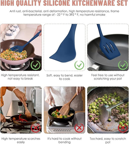 Kitchen Utensils Set-12 Pieces Silicone Cooking Utensils Set (Dishwasher Safe) 392°F Heat Resistant Spatula Set,Kitchen Utensil Set for Nonstick Cookware,Best Kitchen Tools with Holder - Image 3