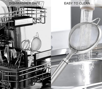 304 Stainless Steel Fine Mesh Strainers for Kitchen, Colander-Skimmer with Handle, Sieve Sifters for Food, Tea, Rice, Oil, Noodles, Fruits, Vegetable - Image 7