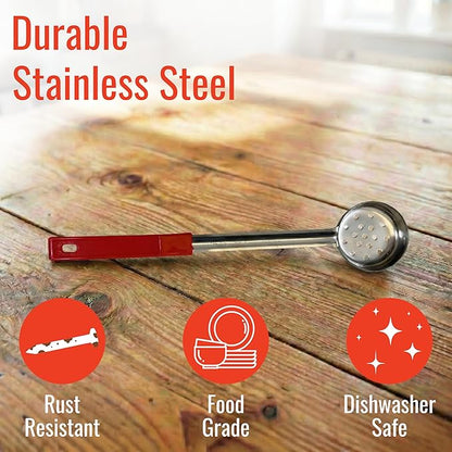 2 Ounce Slotted Stainless Steel Portion Control Ladle Spoon for Measuring and Serving; Commercial Grade Serving Scoops [Pack of 12] - Image 4