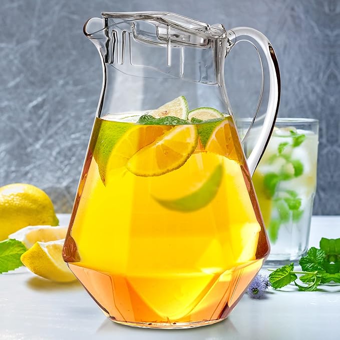 Amazing Abby - Sparkly - Plastic Pitcher (64 oz, 2 Quart), Clear Water Pitcher with Lid, Fridge Jug, BPA-Free, Shatter-Proof, Great for Iced Tea, Sangria, Lemonade, Juice, Milk, and More - Image 3