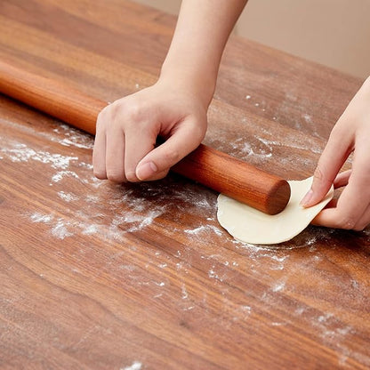 Wood Rolling Pins for Baking- Fulimax 16" Classic Wooden Rolling Pin for Dough, Rodillo Para Masa for Fondant Pizza Pie Crust Cookie Pastry Pasta, Baking Essentials, Rosewood - Image 3