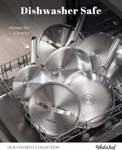 Stainless Steel Cookware Set, 8 Pcs Tir-Ply Pots and Pans Set, PFOA&PTFE Free, Dishwasher&Oven Safe, Kitchen Induction Compatible, ollas de acero inoxidable para cocinar - Image 5