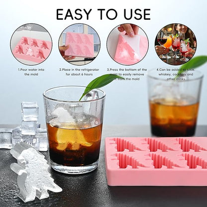 Monster Ice Mold, Dinosaur Ice Cube Tray, Homemade Flavored Frozen Large Silicone Cube Mold Maker, 6 Giant Whiskey