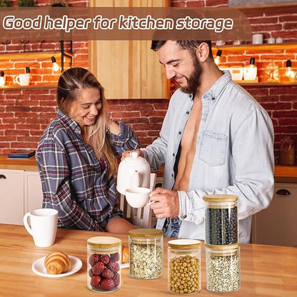 12 Packs Bamboo Qtip Holders, 10 oz Glass Round Storage Containers with Lids for Cotton Pads Swabs Balls, Jewelry/Makeup Organizer and Spice Container - Image 7