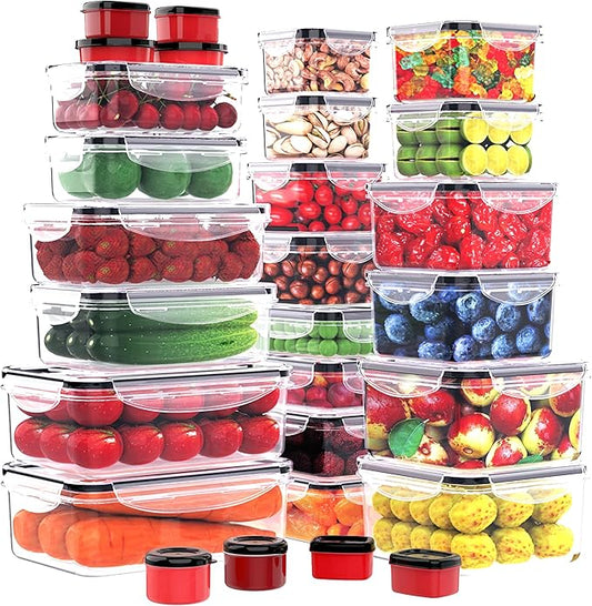 RockBerry 56 PCS Food Storage Containers with Lids Airtight- Plastic Container for Pantry Kitchen Organization-Microwave Dishwasher,Freezer Safe 100% Leak Proof (28 Stackable Boxes-28 Lids) by RockBerry