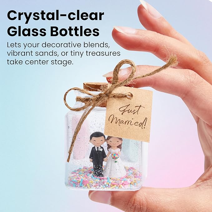 BLUE PANDA 30 Pack Small Glass Bottles with Cork Lids, 50ml Mini Jars with Twine & Tags – Square Glass Bottles for Spices, Spell Jars, Crafts, Party Favors, Weddings & DIY Storage
