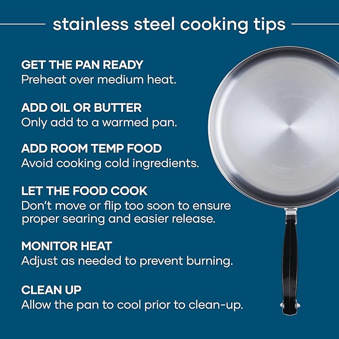 Farberware Classic Stainless Steel Frying Pan Set / Fry Pan Set / Stainless Steel Skillet Set - 8.25 Inch and 10 Inch, Silver - Image 4