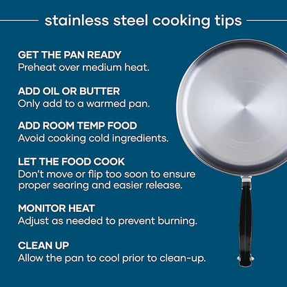 Farberware Classic Stainless Steel Frying Pan Set / Fry Pan Set / Stainless Steel Skillet Set - 8.25 Inch and 10 Inch, Silver - Image 4