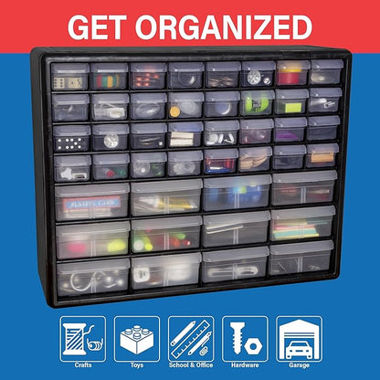 Akro-Mils 44-Drawer Plastic Drawer Storage Cabinet for Garage Organization, Bead Organizer, Building Bricks Storage, Teacher Toolbox, Makeup Organizer, 20" W x 6" D x 16" H, 10144 Black - Image 4