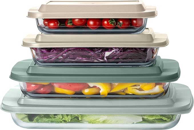 COOK WITH COLOR 8-Piece Deep Glass Baking Dish Set with Plastic Lids – Casserole and Food Storage Containers for Lasagna, Leftovers – Freezer-to-Oven, Microwave & Dishwasher Safe, Mint - Image 8