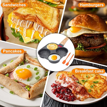 AHFLRITO 4-Cup Egg Pan Nonstick, Healthy Aluminum Omelette Pan, Breakfast Omelette Skillet for Fried Eggs Cooker, Pancakes, Suitable for Gas Stove & Induction Cookware - Image 6