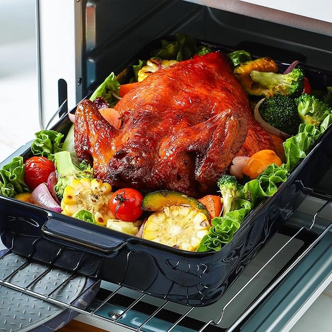 VICRAYS Ceramic Bakeware Set, Porcelain Rectangular Lasagna Pans Casserole Dish Set for Baking, Cooking, Kitchen, Cake Dinner, Banquet and Daily Use, 4 PCS, Blue(9.52"/11.06"/11.77"/14.56") - Image 4