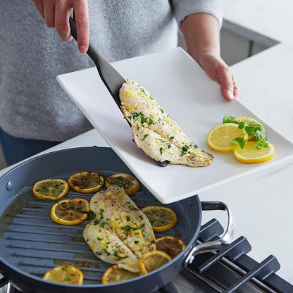 GreenPan Silicone 3 Piece Cooking Utensil Set, Fish Turner, Mixing Spatula, Solid Spoon, Flexible Nonstick Kitchen Tools Rigid Steel Core, Heat-Resistant Anti-Slip Handle BPA-Free Dishwasher Safe Gray - Image 3