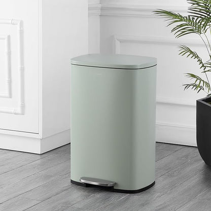 happimess HPM1006E Connor Rectangular 13-Gallon Trash Can with Soft-Close Lid and FREE Mini Trash Can, Fingerprint Resistant, Modern, Minimalistic for Home, Kitchen, Office, Bathroom, Pistachio Gelato - Image 2