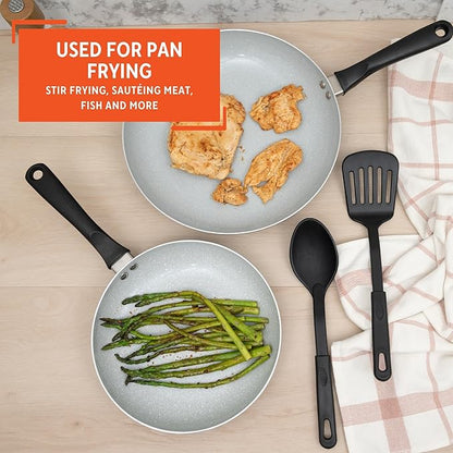 IMUSA Nonstick Ceramic Cookware Set 4-Piece 8in/10in, with Stay-Cool Handles, Aluminum, Black - Image 6