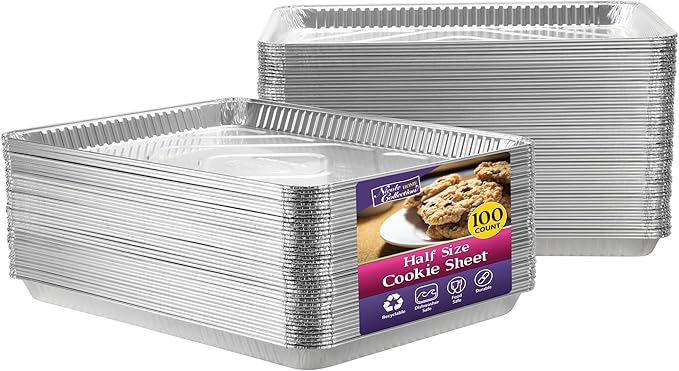Aluminum Pans Half Size Cookie Sheet 100 Count Durable Nonstick Baking Sheets 17.75" x 12.75" by NicoleHomeCollection