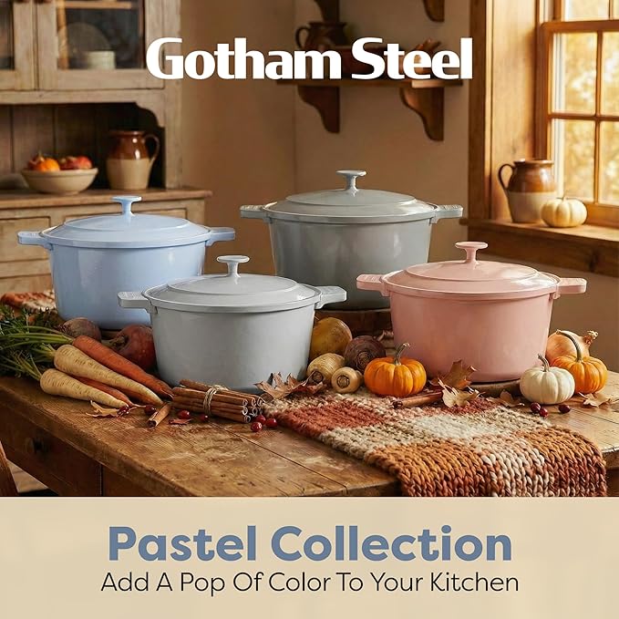 Gotham Steel 5 Qt Lightweight Ceramic Dutch Oven Pot with Lid, Nonstick Sourdough Dutch Oven for Bread Baking, 10 in 1 Stock Pot Ovens for Pasta, Spaghetti, Bread and More, Pots for Cooking - Image 8