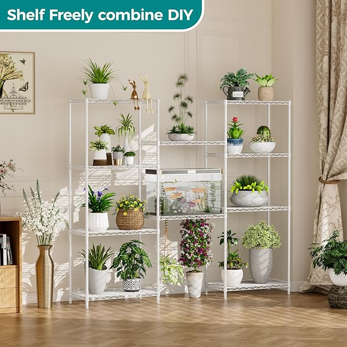 SINGAYE Shelf Wire Shelving Adjustable Storage Shelves Rack Standing Units for Kitchen Closet Laundry Bathroom Organizers Metal Pantry Narrow Mesh Gaps 12" D x 22" W x 59" H White - Image 5