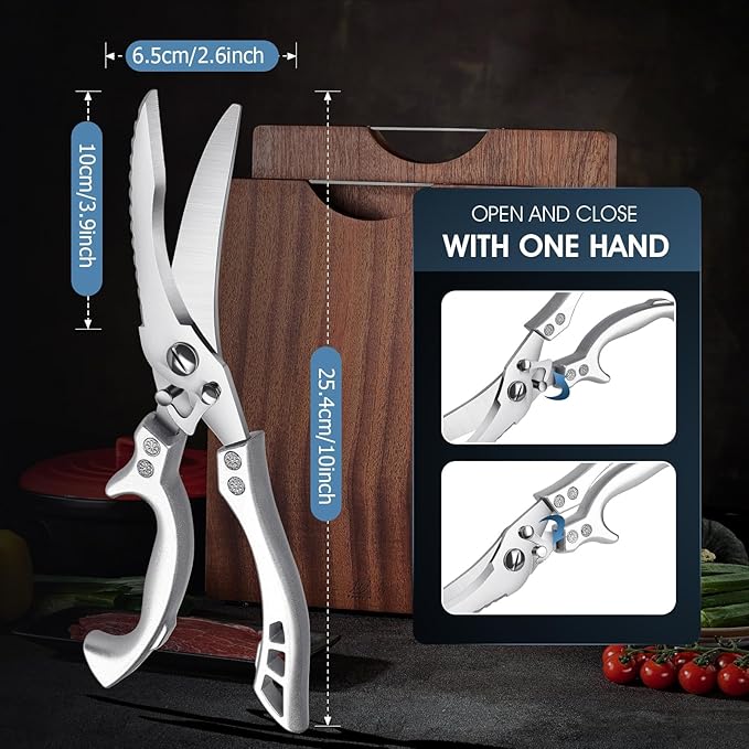 PURPLEBIRD Poultry Shears Heavy Duty, Kitchen Scissors Dishwasher Safe Kitchen Shears for Meat Cutting Stainless Steel Meat Cooking Scissors for Thanksgiving Day, Ideal Gifts for Men and Women