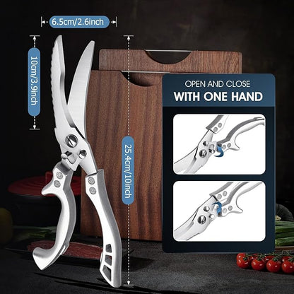 PURPLEBIRD Poultry Shears Heavy Duty, Kitchen Scissors Dishwasher Safe Kitchen Shears for Meat Cutting Stainless Steel Meat Cooking Scissors for Thanksgiving Day, Ideal Gifts for Men and Women