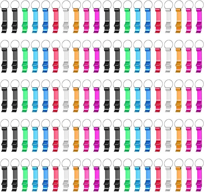 400 Pack Colorful Metal Bottle Opener Keychains Bulk, Tiny Beverage Opener Party Favor (Colorful, 400 Pcs) by Yugada