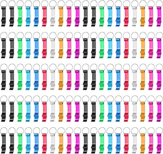 100 Pack Bottle Opener Keychain Bulk, Colorful Beer Bottle Openers Metal Keychain Bottle Opener, Beverage Bottle Opener Tiny Bottle Opener Keychain Bottle Opener Party Favor(Colorful, 100Pcs) by Yugada