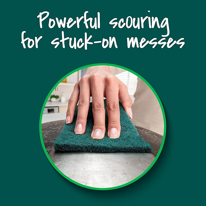 Scotch-Brite Heavy Duty Scouring Pad,Dish Scrubber for Kitchen + Outdoor,8 Scrub Pads for Uncoated Pots and Pans,Cast Iron Cooktops,Grill Grates,Oven Racks,& BBQ,Durable,Long-Lasting,(Pack of 12) - Image 6