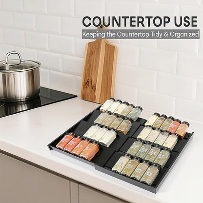 Bamboo Spice Drawer Organizer, (Need 3.1” Deep Drawer) Expandable 4 Tier Spice Rack for Cabinet (From 12" to 23" Wide), Seasoning Storage Insert, Spice Organizer for Drawer,Jars Not Included - Image 7