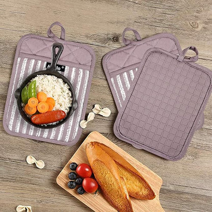 Alselo Silicone Pot Holders Set of 3 Heat Resistant & Non Slip Potholders, Professional Oven Hot Pads with Pockets Mitts for Kitchen Cooking Baking Barbecue (3, Purple) - Image 6