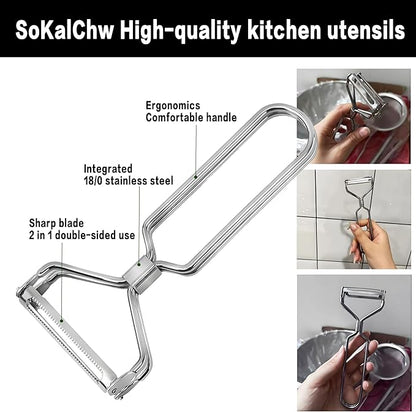 Best Vegetable Carrot Potato Peelers for Kitchen, Just Like Mom's old steel Fruits Peeler (Double Blade) - Image 4