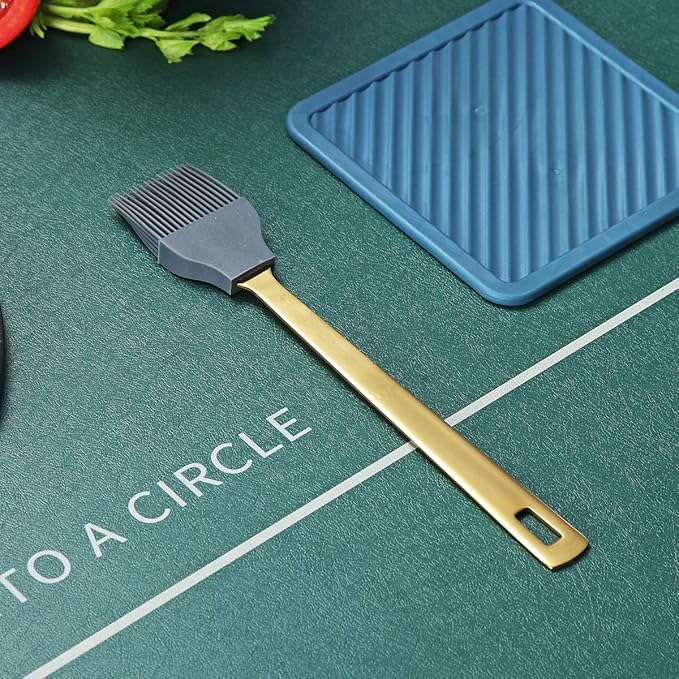 Berglander Gold Basting Brush, Kitchen Brush For Cooking With Titanium Gold Plating, Barbeque Brush, Pastry Brush, BBQ Brush, Dishwasher Safe, Easy to Clean - Image 2