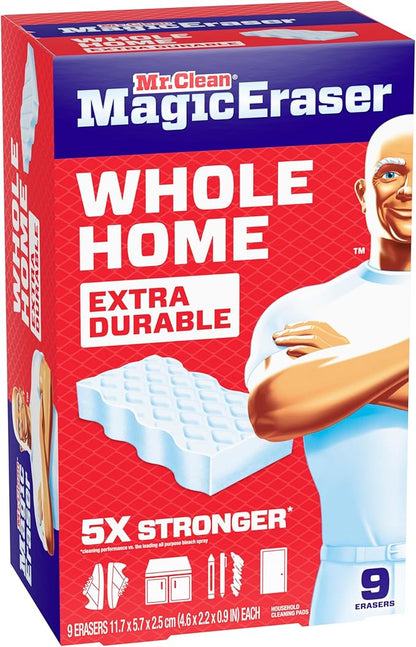 Mr. Clean Magic Eraser Sponge, All Purpose Cleaner, Cleaning Scrubber, Wall, Sneaker, Kitchen, Bathroom, Shower Cleaner, Cleaning Supplies, Melamine Sponge, Cleaning Pads, Extra Durable, 9ct - Image 11