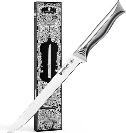 BRODARK Boning Knife - 7" Deboning Knife for Meat Cutting - High Carbon Stainless Steel, One Piece Design Fillet Knives - NSF Certified, Shark Series