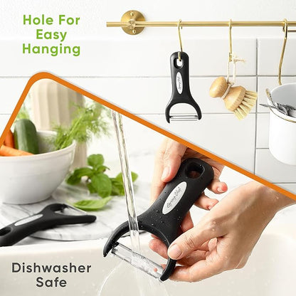 Spring Chef Stainless Steel Vegetable Y Peeler for Kitchen, Dishwasher Safe Potato Peelers with Ultra Sharp Blades & Soft Grip Handle, Perfect for Apple, Carrot, Cucumber, Veggie - Set of 2 - Black - Image 8