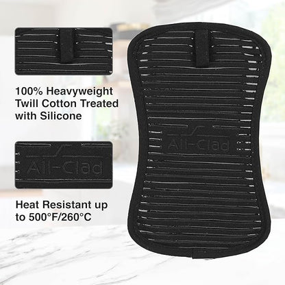 All-Clad Premium Pot Holder & Hot Pad: Heat Resistant to 500 Degrees - 100% Cotton, 10"x6.25" Hot Pad for Kitchen and Barbeque, (1-Pack), Black - Image 4