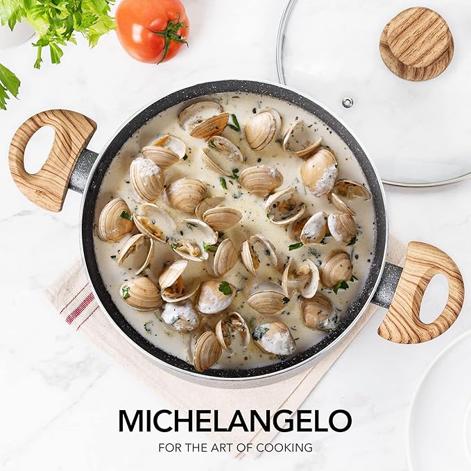 MICHELANGELO 5 Quart Stock Pot with Lid, Nonstick Soup Pot for Cooking, Non Stick Stockpot with Ergonomic Handle, Induction Compatible, Grey Granite - Image 7