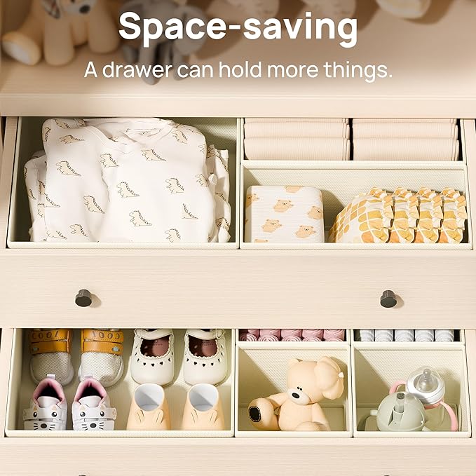 Vtopmart 12 Pack Baby Clothes Organizer, Dresser Drawer Organizer for Baby Clothing, Foldable Fabric Closet Drawer Storage Bins, Nursery Dresser Dividers for Bra, Socks, Ties, Scarf - Image 5