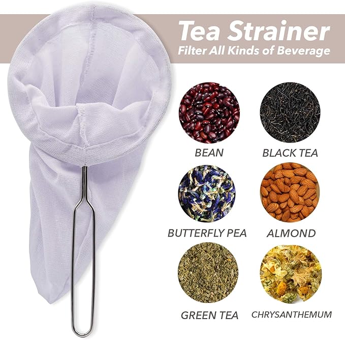 Disposable Tea Filter Bags for Loose Leaf Tea, Unbleached Natural Paper Drawstring Tea Bags, Plastic-Free Tea Infuser Bags for Herbal Tea, Coffee & Spices Size 5.5 Inches