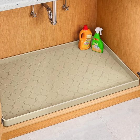 Jin&Bao Waterproof Under Sink Mat 31" x 19", Thick Silicone Mat Cabinet Protector for Kitchen and Bathroom, Shelf Liner, Home Organizer and Storage, Multipurpose Tray for Gadgets and Essentials by Jin%26Bao