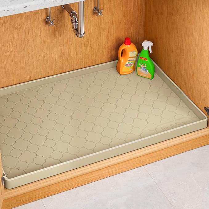 Jin&Bao Waterproof Under Sink Mat 22" x 19", Thick Silicone Mat Cabinet Protector for Kitchen and Bathroom, Shelf Liner, Home Organizer and Storage, Multipurpose Tray for Gadgets and Essentials by Jin%26Bao